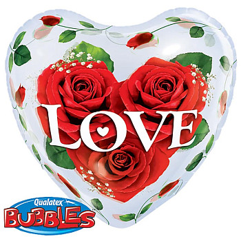 П Bubble (20"/51 см) Сердце Розы 1шт