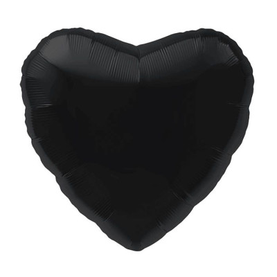 ПМ Сердце (19''/49 см) Черный Black Металлик 1шт в интернет магазине Праздникмастер