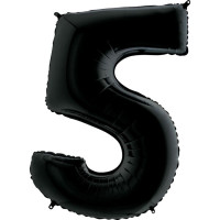 Г Цифра 5 (40"/102 см) Черный Black Пастель 1шт в интернет магазине Праздникмастер