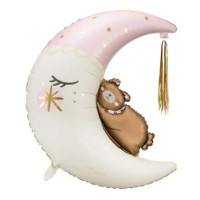 ПМ Фигура (32''/80 см) Полумесяц с медвежонком 1шт в интернет магазине Праздникмастер