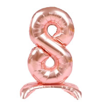 ПМ Цифра 8 (16"/41 см) Розовое золото Rose gold на подставке 1шт в интернет магазине Праздникмастер