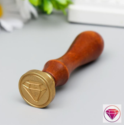 Печать для сургуча с деревянной ручкой Бриллиант 9х2,5х2,5 см