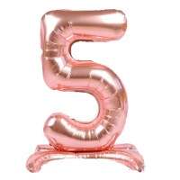 ПМ Цифра 5 (32"/81 см) Розовое золото Rose gold на подставке 1шт в интернет магазине Праздникмастер