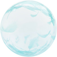 F Bubble Deco (20''/51 см) Бирюзовые перья Прозрачный 1шт