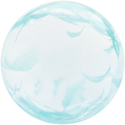 F Bubble Deco (20''/51 см) Бирюзовые перья Прозрачный 1шт