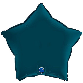 Г Звезда (18"/46 см) Синий Petrol Blue Сатин 1шт