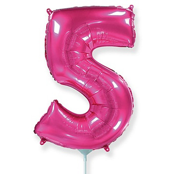 Ф Цифра 5 (16"/40 см) Фуксия Fuchsia 1шт