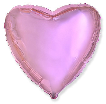 Ф Сердце (18"/46 см) Розовый нежный Pink Металлик 1шт