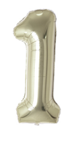 MB Цифра 1 (40"/102 см) Белое золото White gold 1шт в интернет магазине Праздникмастер