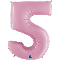 Г Цифра 5 (40"/102 см) Розовый Pink Пастель 1шт в интернет магазине Праздникмастер