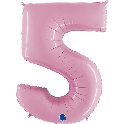 Г Цифра 5 (40"/102 см) Розовый Pink Пастель 1шт в интернет магазине Праздникмастер