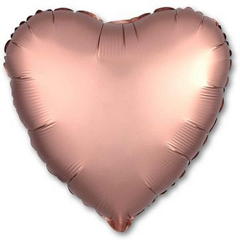 Р Сердце (18"/46 см) Розовое золото Rose Gold Сатин 1шт