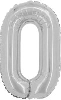 ПМ Цифра 0 (16''/41 см) Серебро 1шт в интернет магазине Праздникмастер