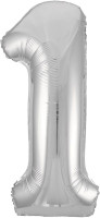 ПМ Цифра 1 (38''/97 см) Slim Серебро 1шт в интернет магазине Праздникмастер