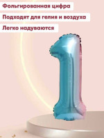 ПМ Цифра 1 (32''/81 см) Нежная радуга Градиент/Надув воздухом 1шт в интернет магазине Праздникмастер