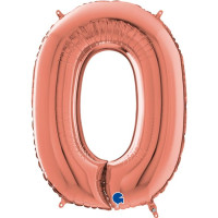 Г Цифра 0 (40"/102 см) Розовое золото Rose Gold 1шт в интернет магазине Праздникмастер
