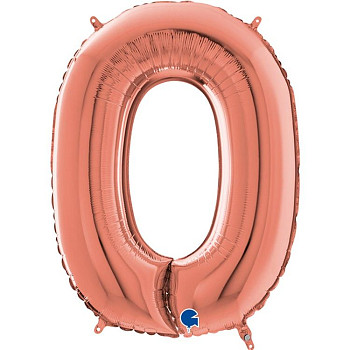 Г Цифра 0 (40"/102 см) Розовое золото Rose Gold 1шт