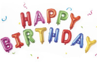 F Мини-надпись (16''/41 см) Happy Birthday Ассорти 1шт в интернет магазине Праздникмастер