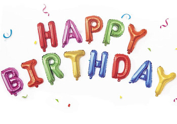 F Мини-надпись (16''/41 см) Happy Birthday Ассорти 1шт