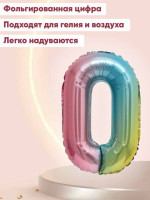 ПМ Цифра 0 (32''/81 см) Нежная радуга Градиент/Надув воздухом 1шт в интернет магазине Праздникмастер