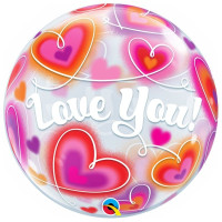 П Bubble (22"/56 см) Сердца ILY 1шт
