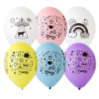 Б Шар (14"/36 см) Doodle Ассорти Пастель 2ст 5ст 25шт BELBAL продажа в интернет - магазине ПраздникМастер
