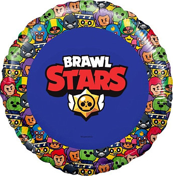 Р Круг (18"/46 см)  Brawl Stars Звездные бойцы дизайн №3 Синий 1шт