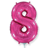 Ф Цифра 8 (16"/40 см) Фуксия Fuchsia 1шт в интернет магазине Праздникмастер