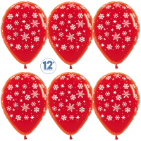 S Шар (12''/30 см) Падающие снежинки Красный Кристалл 5ст 50шт Sempertex продажа в интернет - магазине ПраздникМастер