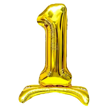 ПМ Цифра 1 (16"/41 см) Золото Gold на подставке 1шт
