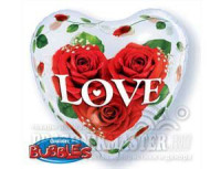 П Bubble (20"/51 см) Сердце Розы 1шт