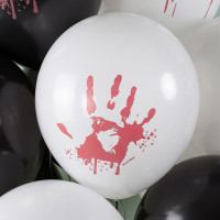 ДБ Шар (12''/30 см) Кровавые ладошки Черный/Белый Пастель 2ст 25шт ДОН БАЛЛОН продажа в интернет - магазине ПраздникМастер