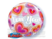 П Bubble (22"/56 см) Сердца ILY 1шт