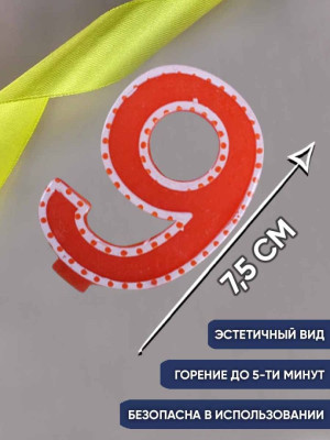 Свеча Цифра 9 В белой окантовке 1шт фотография