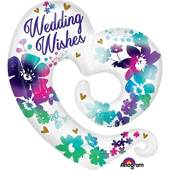 А Фигура (31"/78 см) Сердце Цветы Wedding wishes 1шт