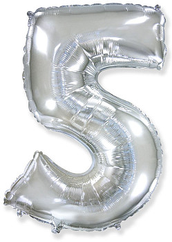 Ф Цифра 5 (40''/102 см) Серебро 1шт