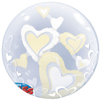 П Bubble Инсайдер (24"/60 см) Сердца Ivory 1шт