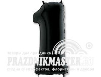Г Цифра 1 (40"/102 см) Черный Black Пастель 1шт в интернет магазине Праздникмастер