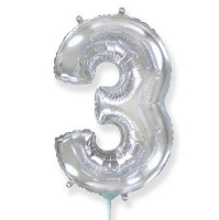 Ф Цифра 3 (16"/40 см) Серебро Silver 1шт в интернет магазине Праздникмастер