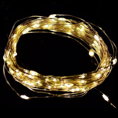 Светодиодная гирлянда Роса на батарейках 5м 50Led Теплый белый 1шт
