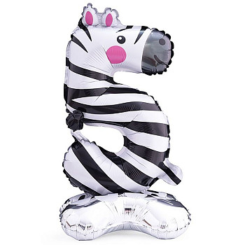 ВЗ Цифра 5 (22"/56 см) Зоопарк Зебра на подставке 1шт