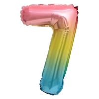 ПМ Цифра 7 (32"/81 см) Нежная радуга Градиент/Надув воздухом 1шт в интернет магазине Праздникмастер