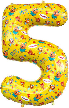 F Цифра 5 (34''/86 см) Три кота Желтый 1шт