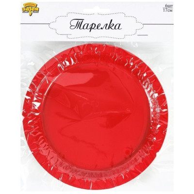 Тарелка Красный 17см 6шт 1уп