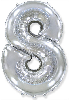 Ф Цифра 8 (40''/102 см) Серебро 1шт