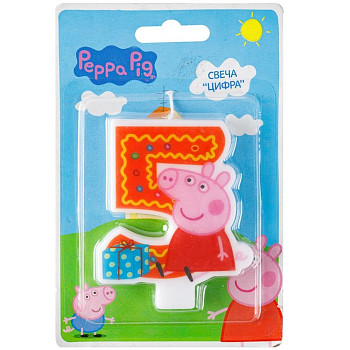 Свеча Цифра 5 Peppa Pig 1шт фотография