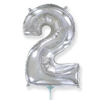 Ф Цифра 2 (16"/40 см) Серебро Silver 1шт в интернет магазине Праздникмастер