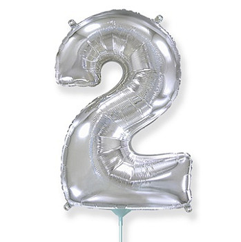 Ф Цифра 2 (16"/40 см) Серебро Silver 1шт