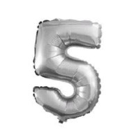 ПМ Цифра 5 (16''/41 см) Серебро 1шт в интернет магазине Праздникмастер