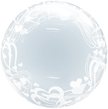 F Bubble Deco (18''/46 см) Воздушные сердца Прозрачный 1шт